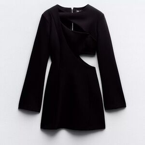 Zara Black Asymmetrical Cut-Out Dress